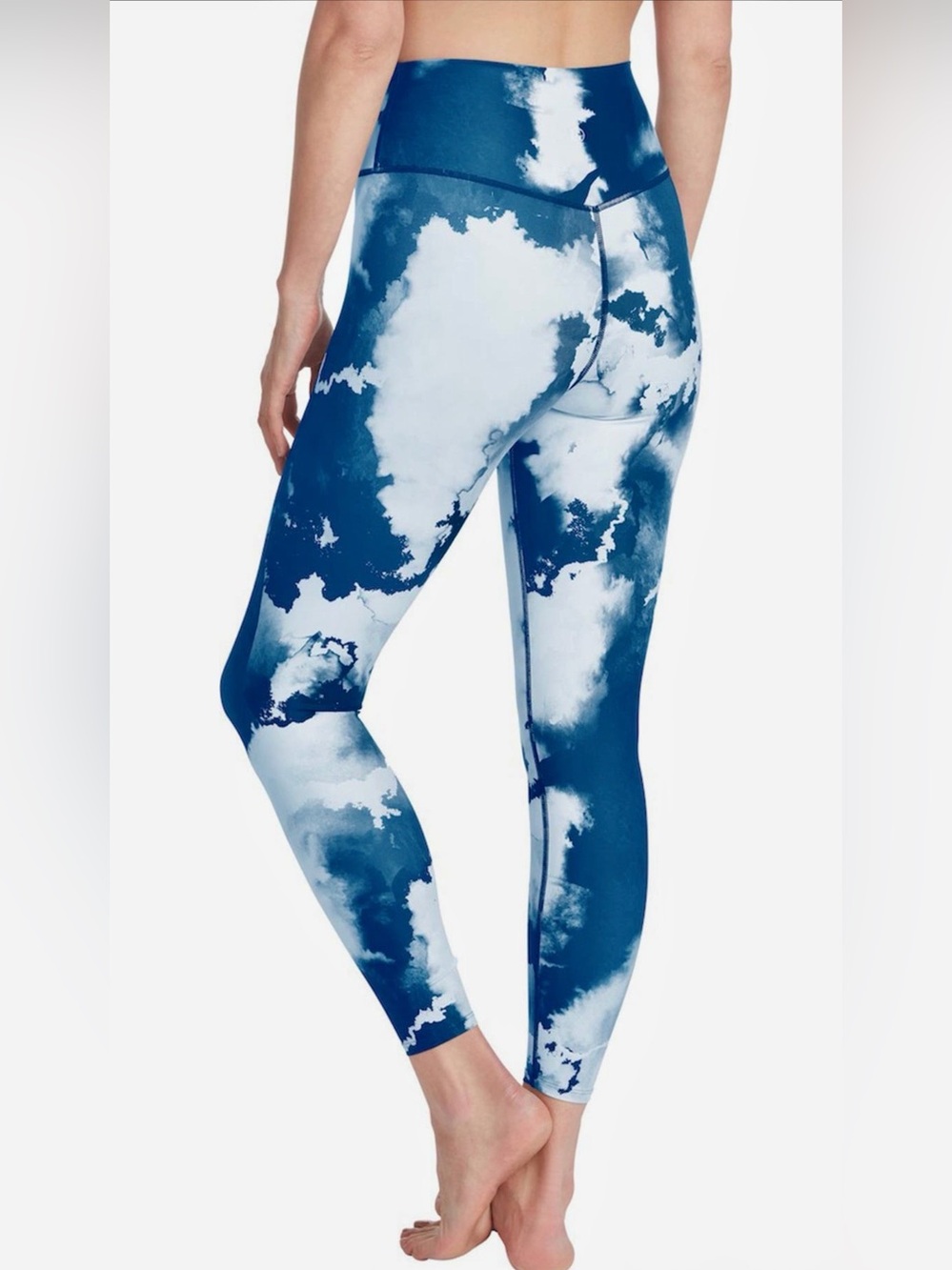 Sage Collective Cloud Print High Waist 7/8 Leggings Blue White XL